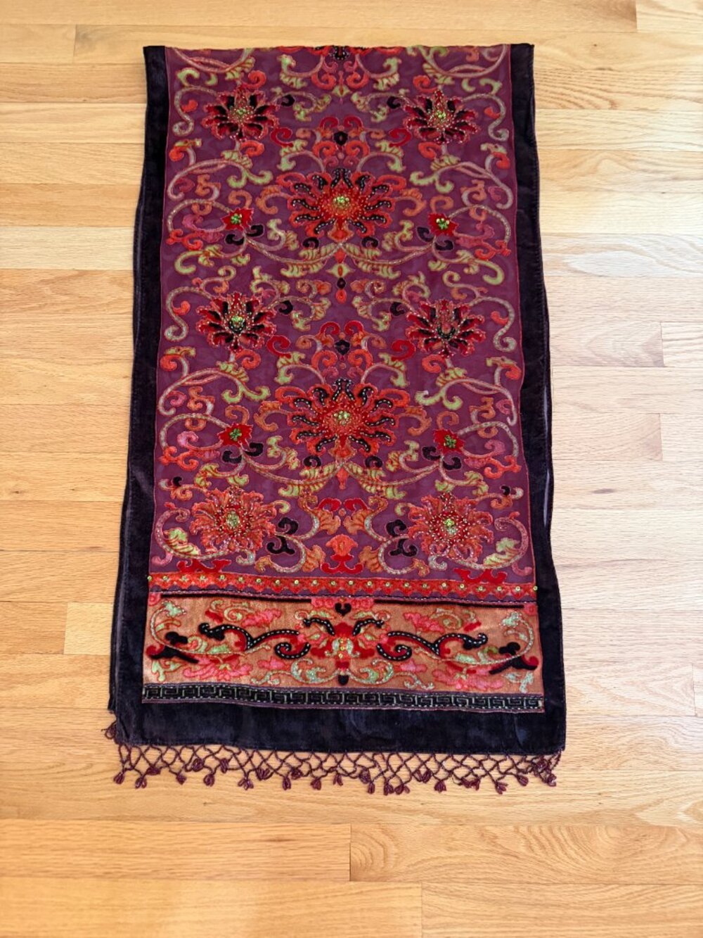Handmade Vintage Large Beaded Scarf